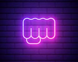 Boxer Fist Punch neon light sign vector. Glowing bright icon Boxer Fist Punch sign. bright symbol illustration isolated ob brick wall background vector