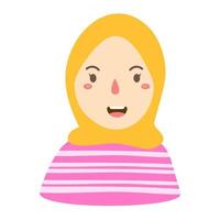 Happy muslim girl cartoon character vector