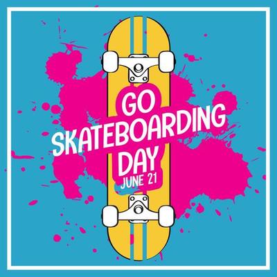 Go Skateboarding Day font on skateboard banner isolated