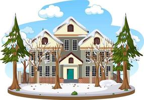 Isolated house exterior in winter time vector