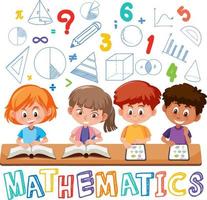 niños que aprenden matemáticas con símbolo e icono de matemáticas vector