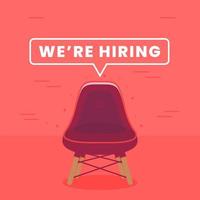 we're hiring composition with office chair vector