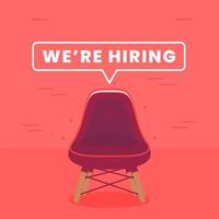 we're hiring composition with office chair vector