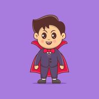 Cute Dracula Boy Cartoon Character vector Illustration