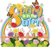 Floral spring calligraphic text vector
