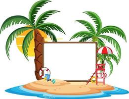 Empty banner template with summer beach element isolated vector