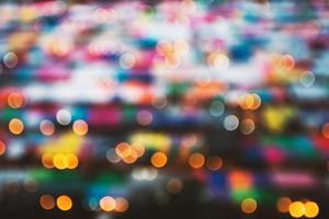Blurry background of night market. Abstract and Decoration lighting concept. Christmas and New year theme photo