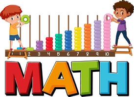 icono de matemáticas con niños y herramientas de matemáticas vector