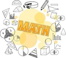 A yellow Mathematics font icon with doodle symbol vector