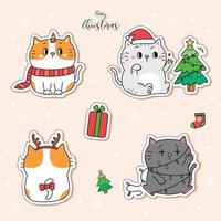 linda colección de gatos para feliz navidad. vector