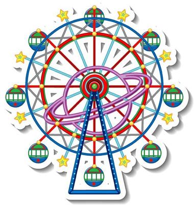 Sticker template with Circus Ferris Wheel isolated