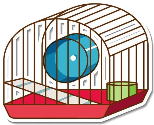 A sticker template with an empty mouse cage isolated