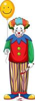 Scary clown holding balloon on white background vector