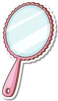 A sticker template of a pink mirror with handle  isolated vector