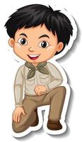 Boy in safari outfit cartoon character sticker vector