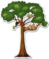 A sticker of animals on a tree vector