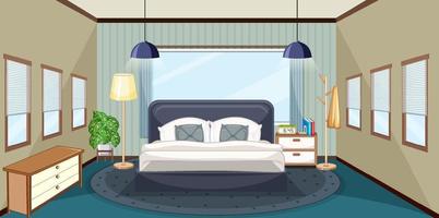 Diseño de interiores de dormitorio vacío con muebles. vector
