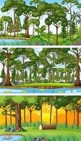 tres escenas horizontales de naturaleza diferente. vector