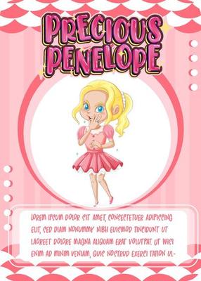 Character game card template with word Precious Penelope