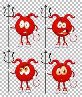 conjunto de personaje de dibujos animados de diablo rojo con expresión facial vector