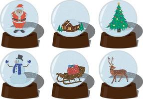 Christmas and new year snow globe collection vector illustration