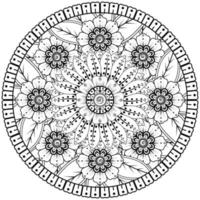 Circular pattern in the form of mandala with flower for henna, mehndi, tattoo, decoration. vector