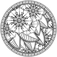 Circular pattern in the form of mandala with flower for henna, mehndi, tattoo, decoration. vector