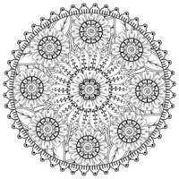 Circular pattern in the form of mandala with flower for henna, mehndi, tattoo, decoration. vector