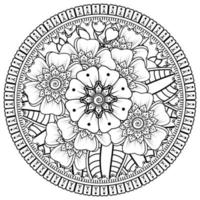 Circular pattern in the form of mandala with flower for henna, mehndi, tattoo, decoration. vector