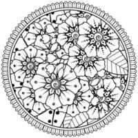 Circular pattern in the form of mandala with flower for henna, mehndi, tattoo, decoration. vector