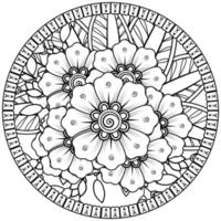 Circular pattern in the form of mandala with flower for henna, mehndi, tattoo, decoration. vector