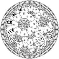 Circular pattern in the form of mandala with flower for henna, mehndi, tattoo, decoration. vector