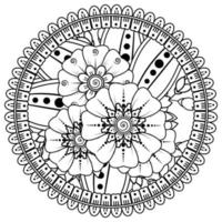 Circular pattern in the form of mandala with flower for henna, mehndi, tattoo, decoration. vector