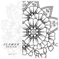 mehndi flower decorative ornament in ethnic oriental style, doodle ornament, outline hand draw. coloring book page. vector