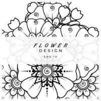 mehndi flower decorative ornament in ethnic oriental style, doodle ornament, outline hand draw. coloring book page. vector