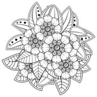 mehndi flower decorative ornament in ethnic oriental style, doodle ornament, outline hand draw. coloring book page. vector