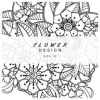 mehndi flower decorative ornament in ethnic oriental style, doodle ornament, outline hand draw. coloring book page. vector