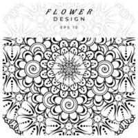 mehndi flower decorative ornament in ethnic oriental style, doodle ornament, outline hand draw. coloring book page. vector