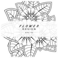 mehndi flower decorative ornament in ethnic oriental style, doodle ornament, outline hand draw. coloring book page. vector