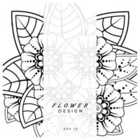 mehndi flower decorative ornament in ethnic oriental style, doodle ornament, outline hand draw. coloring book page. vector