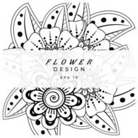 mehndi flower decorative ornament in ethnic oriental style, doodle ornament, outline hand draw. coloring book page. vector