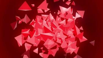 animation de boucle de fond de particules 3d polygone triangle rouge video