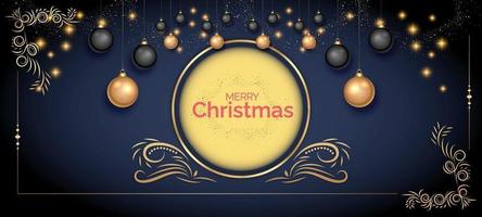 elegant christmas banner with leaf frame vector