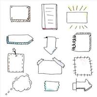 Vector set of colorful paper sheets, notes or reminders. Hand drawn stickers collection