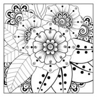 mehndi flower decorative ornament in ethnic oriental style, doodle ornament, outline hand draw. coloring book page. vector