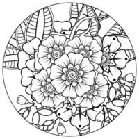 mehndi flower decorative ornament in ethnic oriental style, doodle ornament, outline hand draw. coloring book page. vector