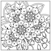 mehndi flower decorative ornament in ethnic oriental style, doodle ornament, outline hand draw. coloring book page. vector