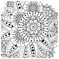 mehndi flower decorative ornament in ethnic oriental style, doodle ornament, outline hand draw. coloring book page. vector