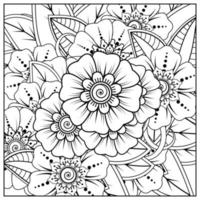 mehndi flower decorative ornament in ethnic oriental style, doodle ornament, outline hand draw. coloring book page. vector