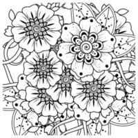 mehndi flower decorative ornament in ethnic oriental style, doodle ornament, outline hand draw. coloring book page. vector